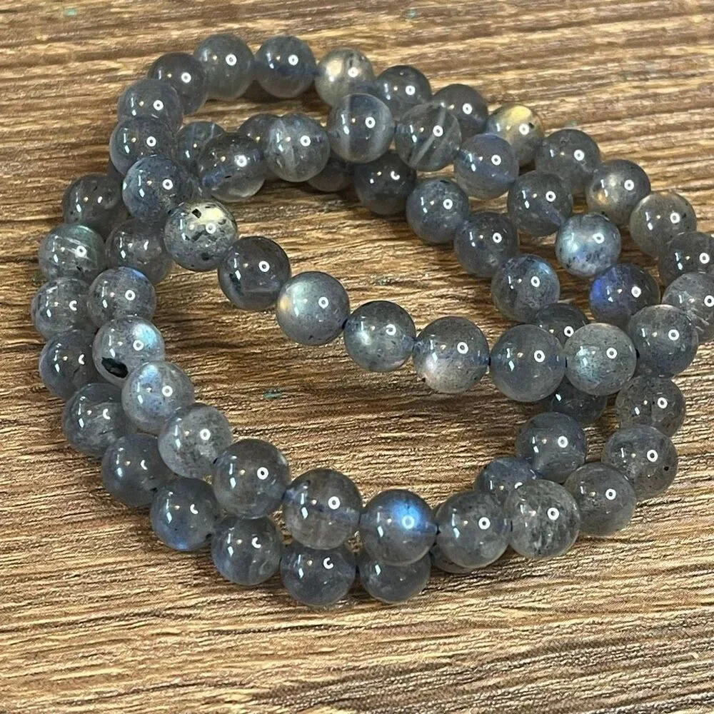 Labradorite high quality super flashy stretch beaded bracelet ONE new handmade